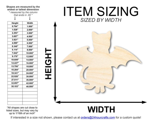 Unfinished Wood Bat Cat Shape | DIY Halloween Cat Craft Cutout | up to 46" DIY