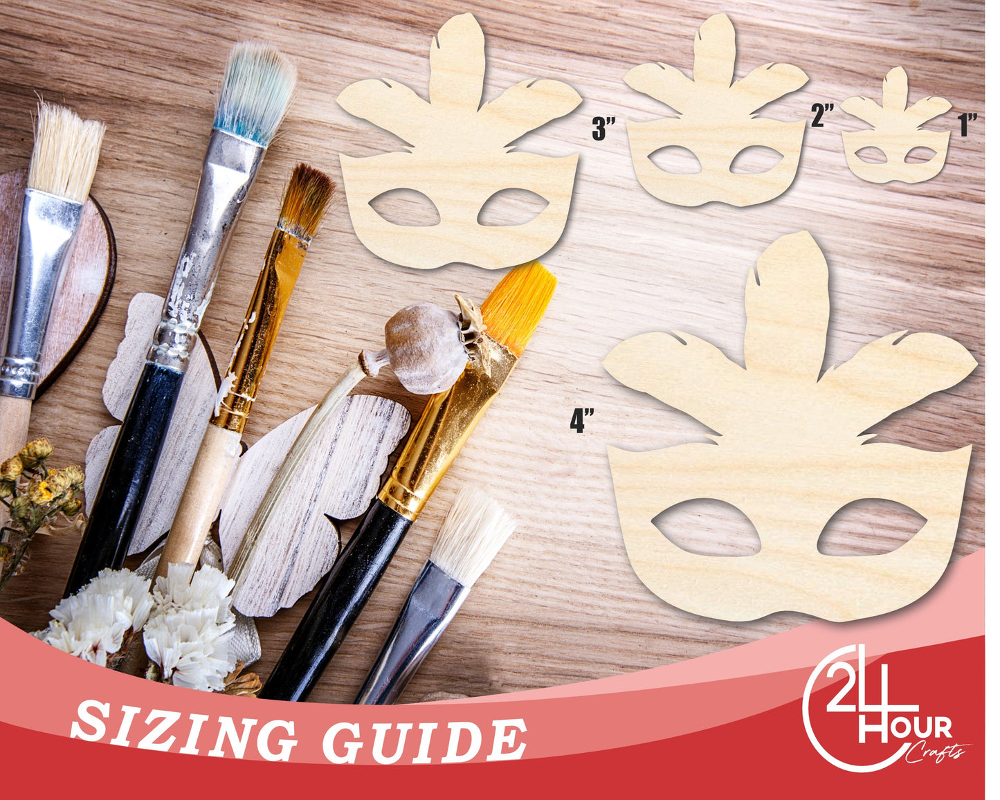 Unfinished Wood Feather Mask Silhouette | Mardi Gras | DIY Craft Cutout | up to 46" DIY