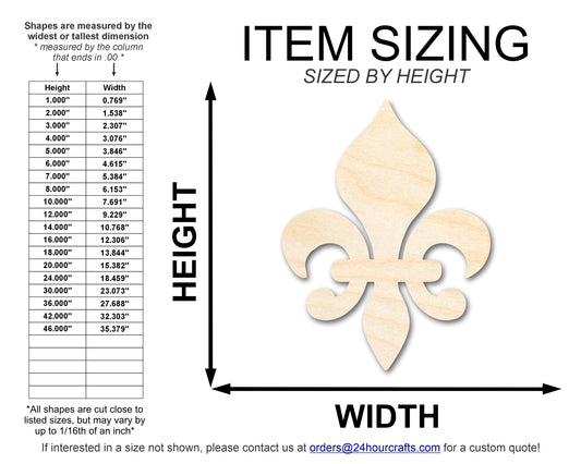 Unfinished Wood Fleur-di-Lis Silhouette | Mardi Gras | DIY Craft Cutout | up to 46" DIY