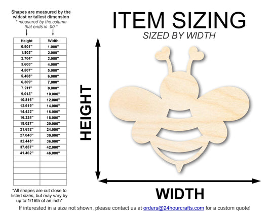 Unfinished Heart Bee Shape | DIY Craft Cutout | up to 46" DIY