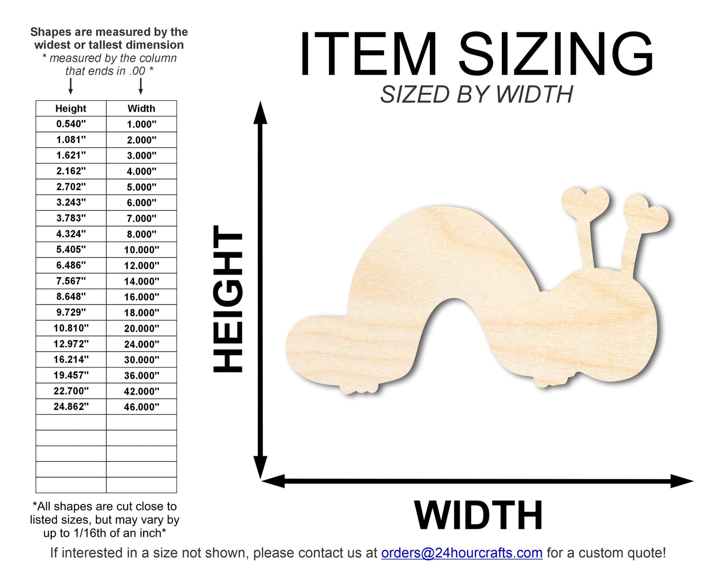 Unfinished Heart Caterpillar Shape | DIY Craft Cutout | up to 46" DIY