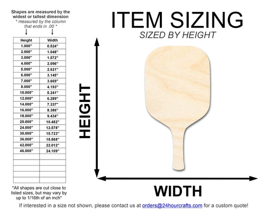 Unfinished Pickleball Paddle Shape | DIY Craft Cutout | up to 46" DIY