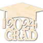 Unfinished 2024 Grad Graduation Cap Shape | DIY Craft Cutout | up to 46" DIY