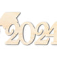 Unfinished 2024 Graduation Cap Silhouette | DIY Craft Cutout | up to 46" DIY