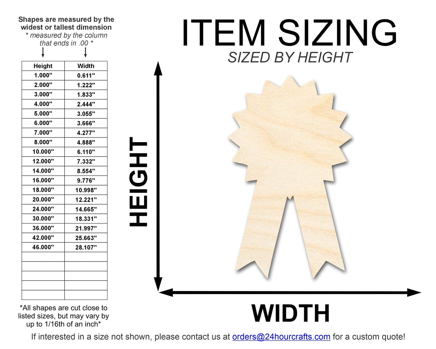 Unfinished Ribbon Shape | DIY Craft Cutout | up to 46" DIY