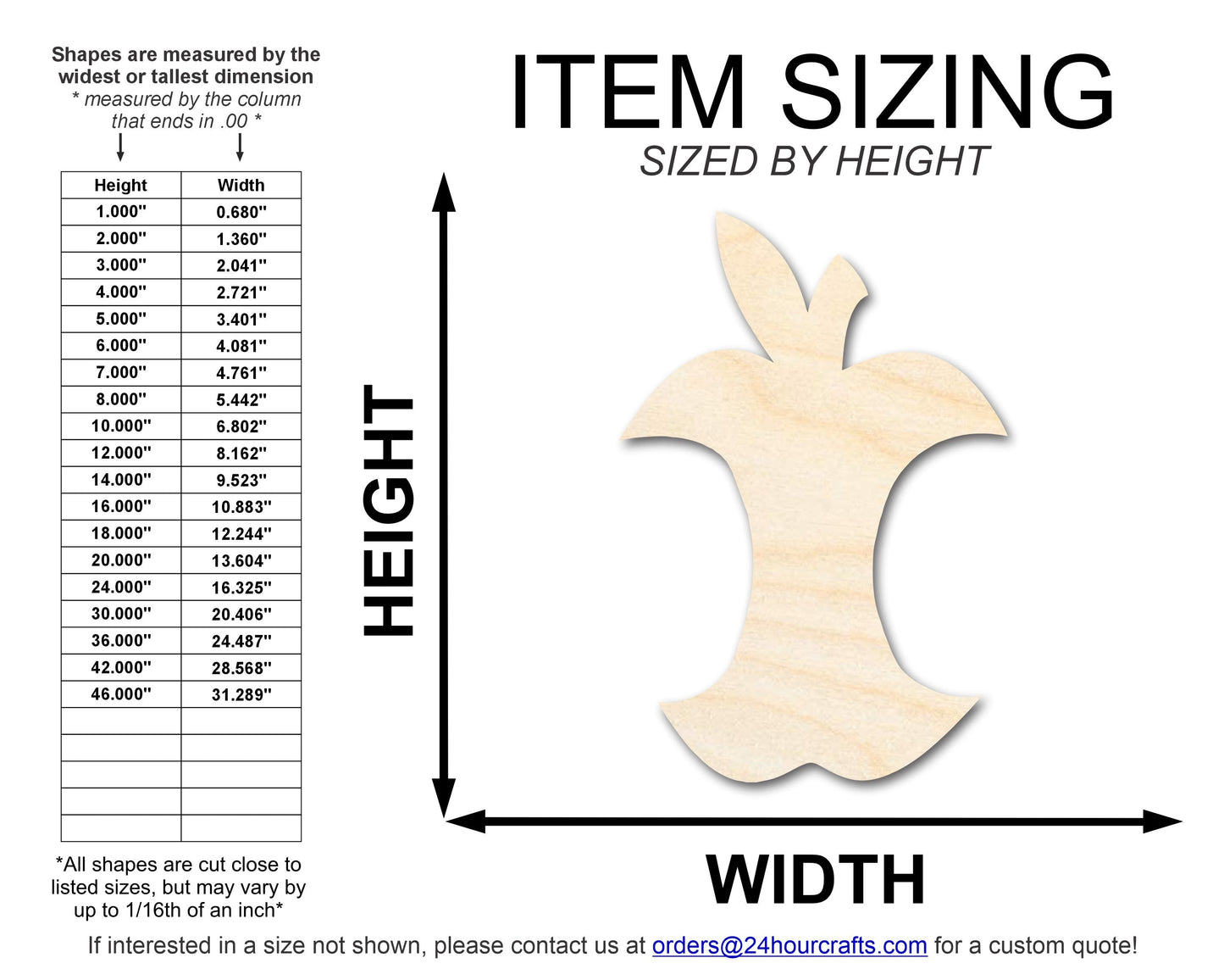 Unfinished Apple Core Shape | DIY Craft Cutout | up to 46" DIY