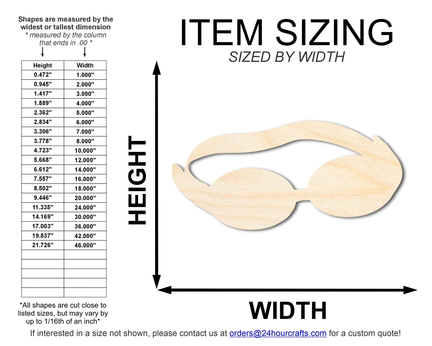 Unfinished Swimming Goggles Shape | DIY Craft Cutout | up to 46" DIY