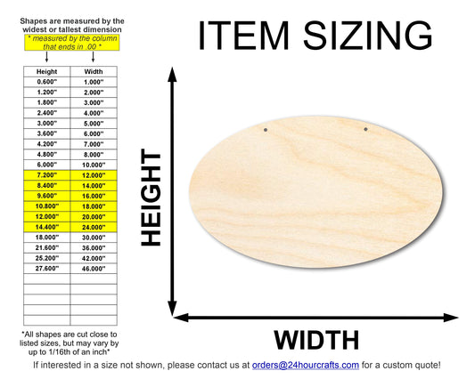 Unfinished Oval Door Hanger | DIY Craft Cutout | Door Hanger | up to 46" DIY
