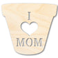 Unfinished I Love Mom Flower Pot Shape | DIY Craft Cutout | up to 46" DIY