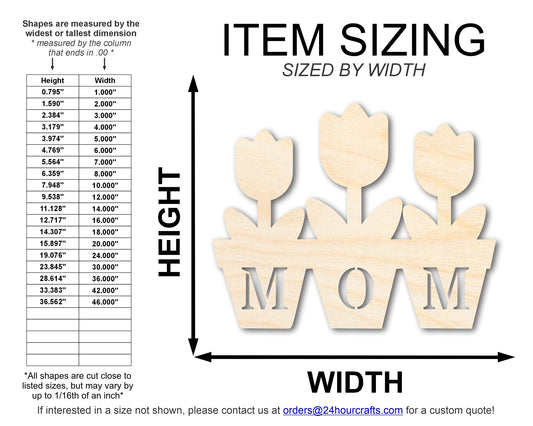Unfinished Mom Flower Pot Shape | DIY Craft Cutout | up to 46" DIY