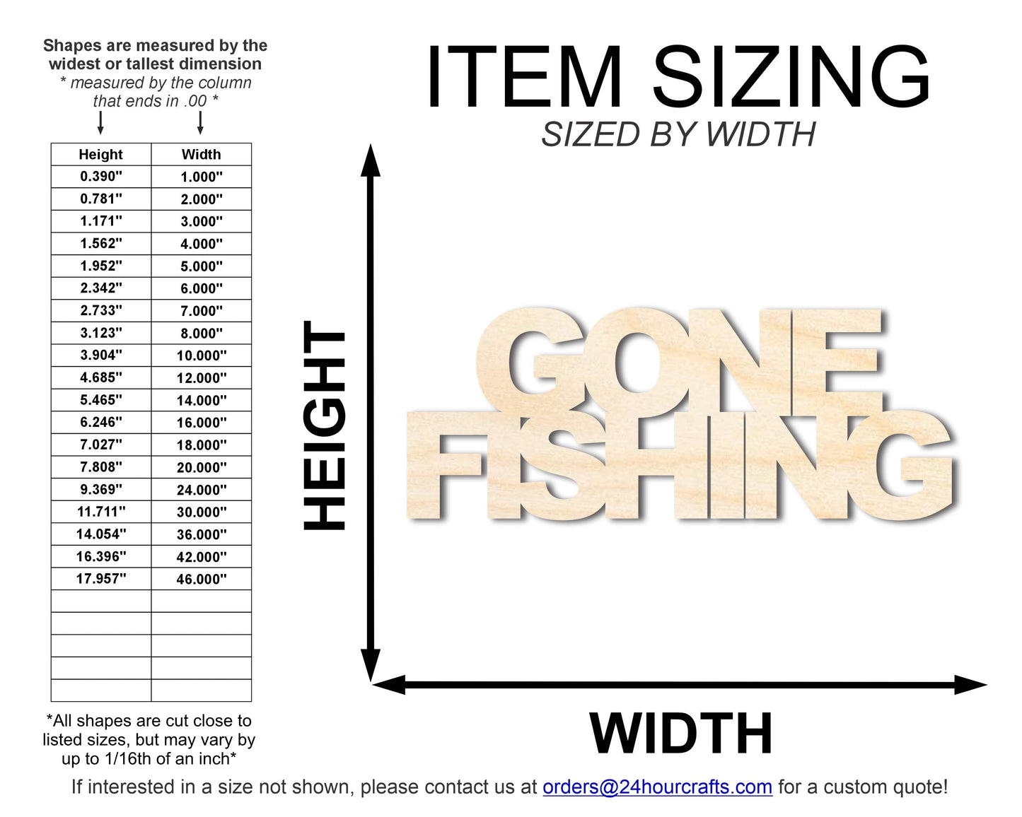 Unfinished Wood Gone Fishing Cutout | DIY Craft Cutout | up to 46" DIY