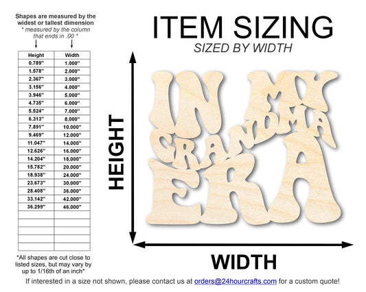 Unfinished Wood In My Grandma Era Cutout | DIY Craft Shape | up to 46" DIY