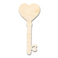 Unfinished Wood Heart Key Shape | DIY Craft Cutout | up to 46" DIY