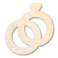 Unfinished Wood Wedding Rings Shape | DIY Craft Cutout | up to 46" DIY