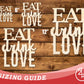 Unfinished Wood Eat Love Drink Cutout | DIY Craft Shape | up to 46" DIY