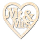 Unfinished Wood Mr and Mrs Heart Cutout | DIY Craft Shape | up to 46" DIY