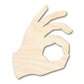 Unfinished Wood Okay Hand Shape | DIY Craft Cutout | up to 46" DIY