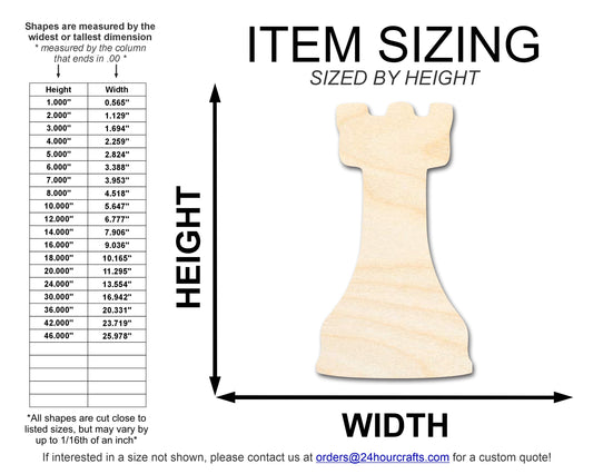 Unfinished Wood Rook Chess Piece Shape | DIY Craft Cutout | up to 46" DIY