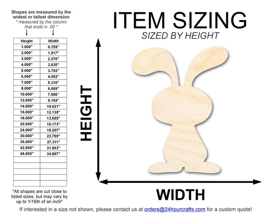 Unfinished Wood Cartoon Bunny Shape | DIY Craft Cutout | up to 46" DIY