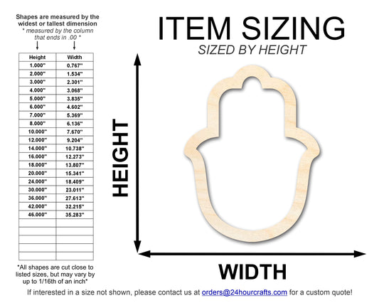 Unfinished Wood Hamsa Outline Shape | DIY Craft Cutout | up to 46" DIY