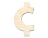 Unfinished Wood Cent Symbol Shape | DIY Craft Cutout | up to 46" DIY