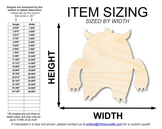Unfinished Wood Angry Monster Shape | DIY Craft Cutout | up to 46" DIY