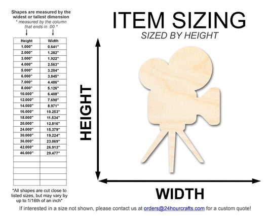 Unfinished Wood Tripod Film Camera Shape | DIY Craft Cutout | up to 46" DIY