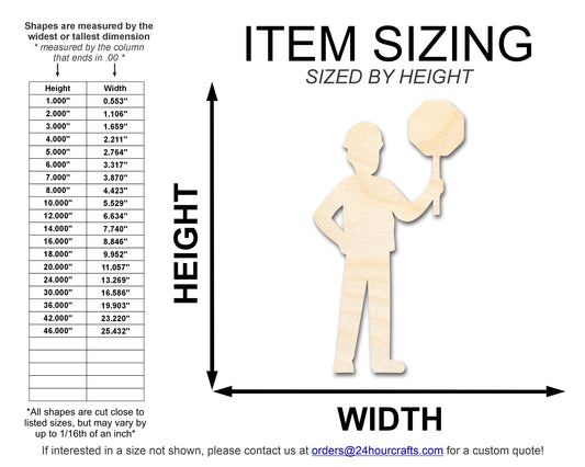 Unfinished Wood Stop Sign Worker Shape | DIY Craft Cutout | up to 46" DIY