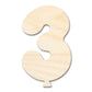 Unfinished Wood Balloon Number 3 Shape | DIY Craft Cutout | up to 46" DIY