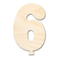 Unfinished Wood Balloon Number 6 Shape | DIY Craft Cutout | up to 46" DIY
