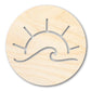 Unfinished Wood Ocean Wave and Sun Cutout Shape | DIY Craft Cutout | up to 46" DIY