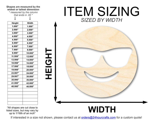 Unfinished Wood Sunglass Face Shape | DIY Craft Cutout | up to 46" DIY