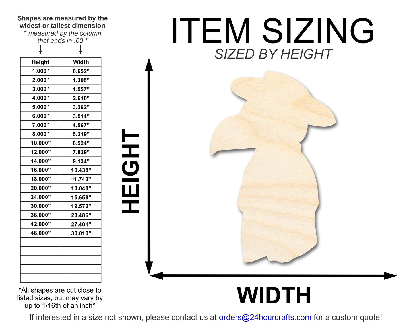 Unfinished Wood Cute Plague Doctor Shape | DIY Craft Cutout | up to 46" DIY