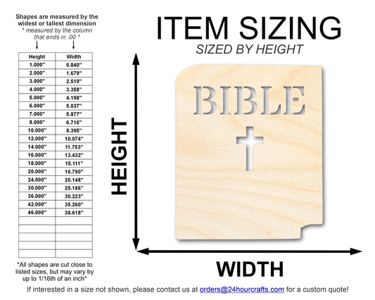 Unfinished Wood Bible Shape | DIY Craft Cutout | up to 46" DIY