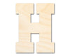 Unfinished Wood Varsity Team Font - H Shape | DIY Craft Cutout | up to 46" DIY