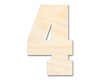 Unfinished Wood Varisty Number Four Shape | DIY Craft Cutout | up to 46" DIY