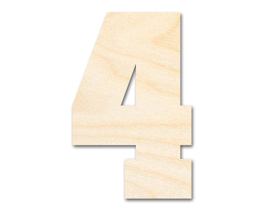 Unfinished Wood Varisty Number Four Shape | DIY Craft Cutout | up to 46" DIY