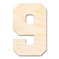 Unfinished Wood Varisty Number Nine Shape | DIY Craft Cutout | up to 46" DIY