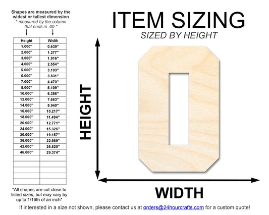 Unfinished Wood Varisty Number Zero Shape | DIY Craft Cutout | up to 46" DIY