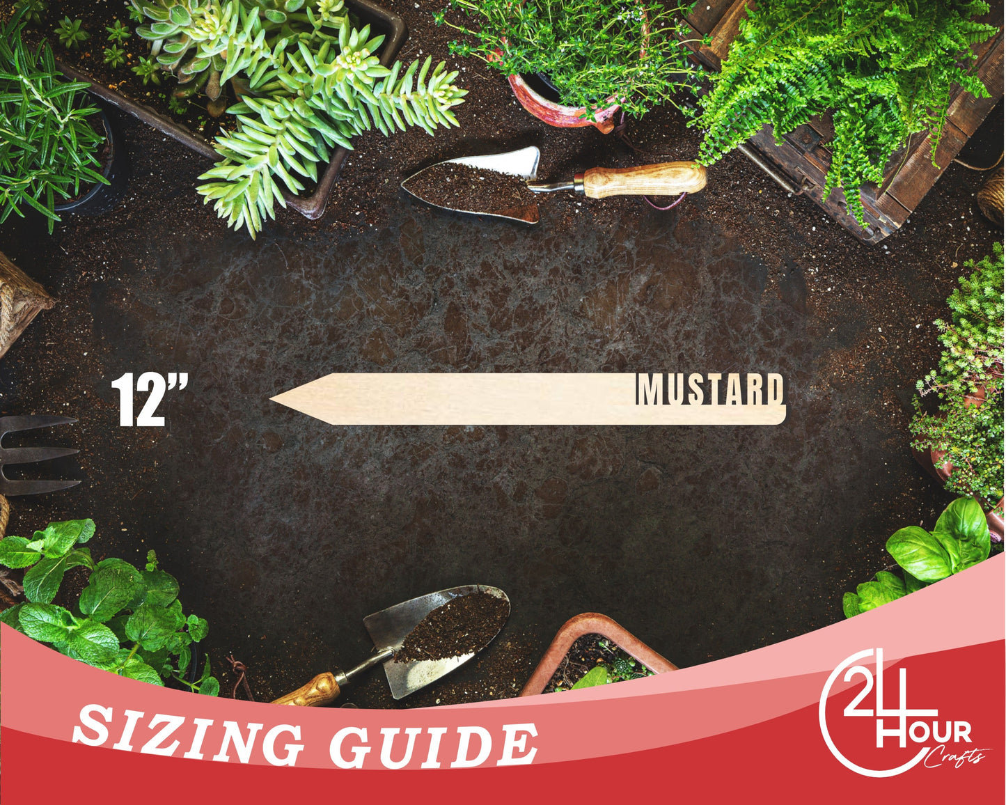 Unfinished Wood Mustard Garden Stake | DIY Craft Cutout | up to 24" DIY