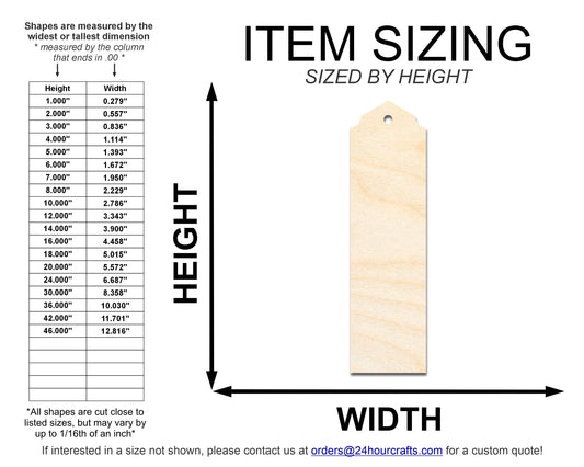Unfinished Wood Curved And Pointed Bookmark Shape | DIY Craft Cutout | up to 12" DIY