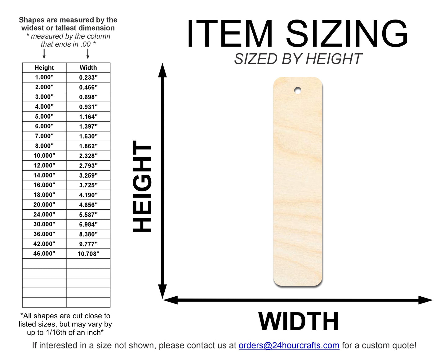 Unfinished Wood Round Rectangle Bookmark Shape | DIY Craft Cutout | up to 12" DIY