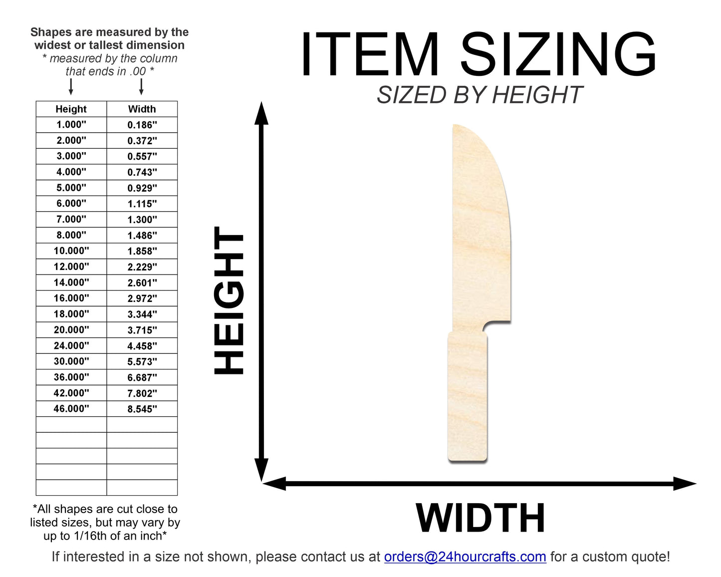 Unfinished Wood Knife Shape | DIY Craft Cutout | up to 46" DIY