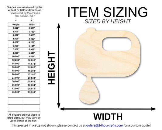 Unfinished Wood Hand Mixer Shape | DIY Craft Cutout | up to 46" DIY