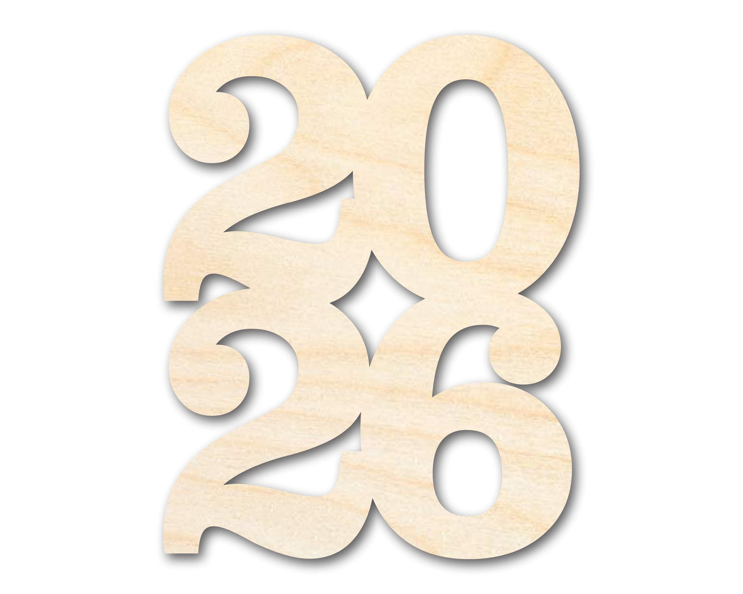 Unfinished Wood Year 2026 Shape | DIY Craft Cutout | up to 46" DIY