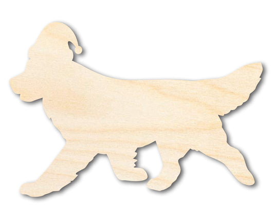 Unfinished Wood Golden Retriever With Santa Hat Shape | DIY Craft Cutout | up to 46" DIY