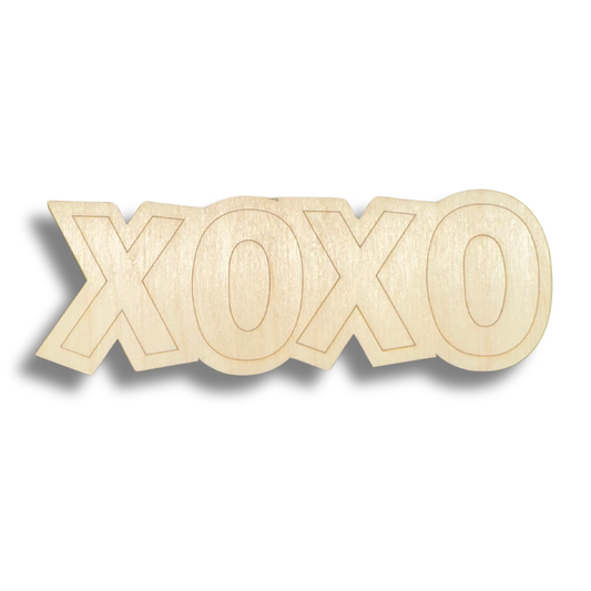 Unfinished Wood Etched XOXO Shape | Paint By Line Crafts | up to 30" DIY