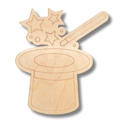 Unfinished Wood Etched Magic Hat Shape | Paint By Line Crafts | up to 30" DIY