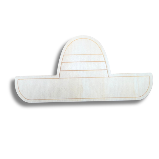 Unfinished Wood Etched Sombrero Shape | Paint By Line Crafts | up to 30" DIY