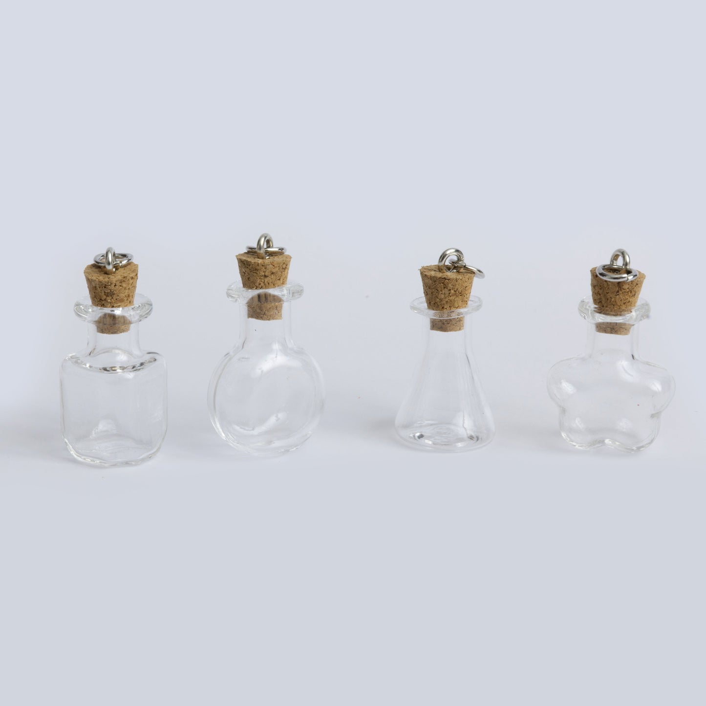 Mini Glass Potion Bottle Charms with Cork Set of 4 Clear Message in a Bottle for DIY Jewelry & Crafts